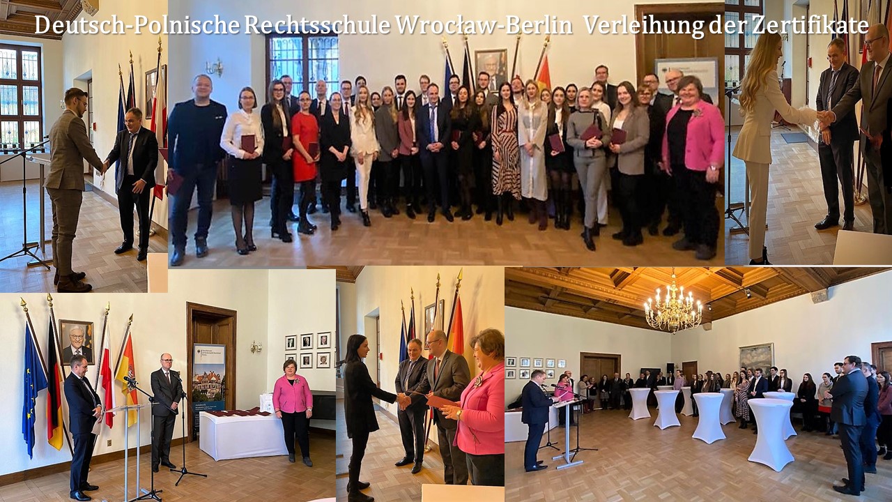 Uroczyste wręczenie certyfikatów Polsko-Niemieckiej Szkoły Prawa Wrocław – Berlin